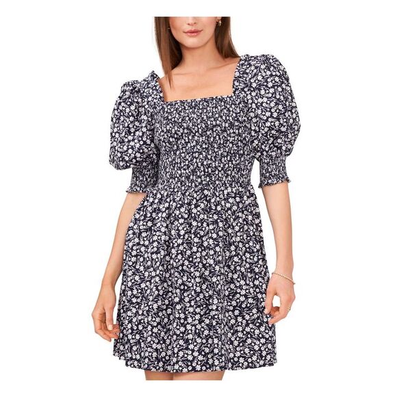 MSK Womens Navy Unlined Pullover Pouf Sleeve Above The Knee Fit + Flare Dress S - Picture 3 of 4